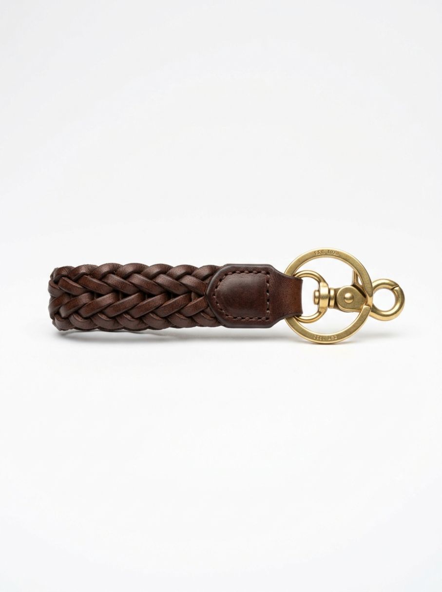 Classic Braided Leather Key Fob