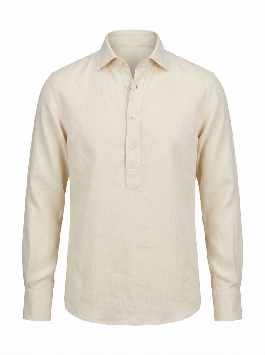 Slim Fit Linen Popover Shirt